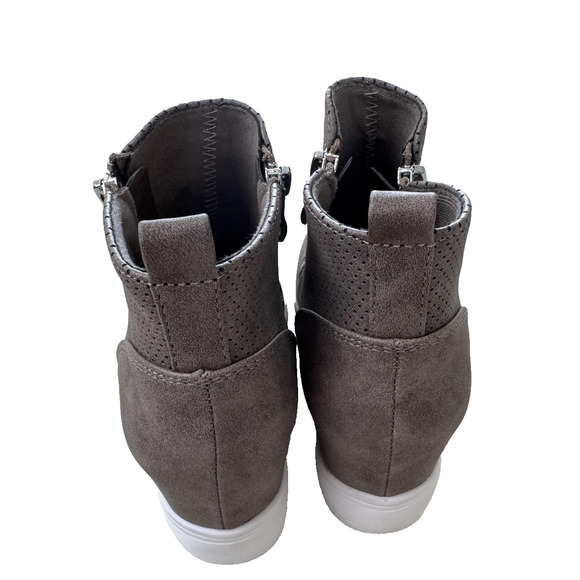 Journee Collection Shoes Womens Size 6 Taupe Penelope Wedge Booties Zip Casual - Picture 3 of 14